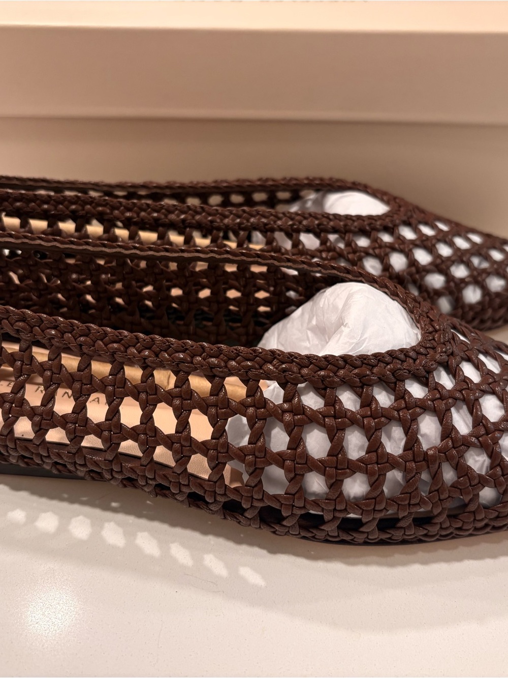 Loeffler Randall Chocolate Brown Woven Pointed Flats - Picture 2 of 3